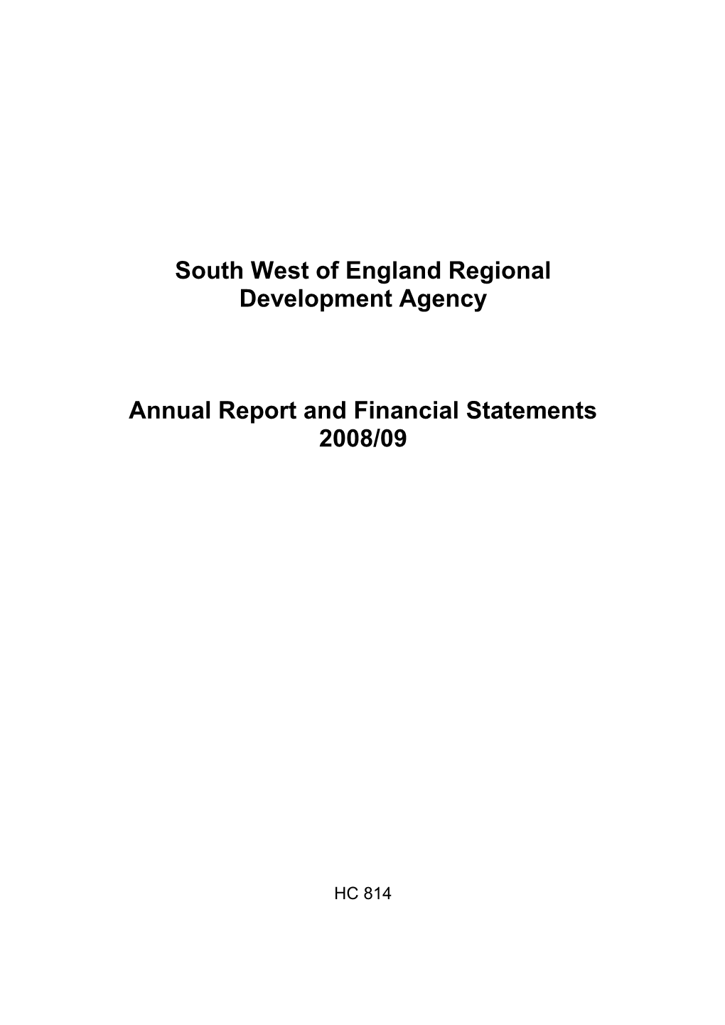 South West of England Regional Development Agency Annual