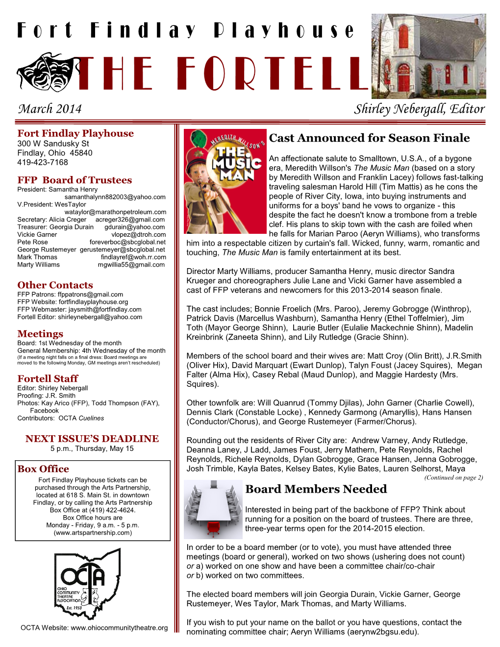 THE FORTELL March 2014 Shirley Nebergall, Editor