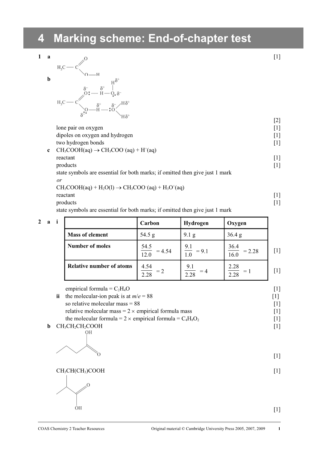 COAS Chemistry 2 Teacher Resources Original Material Cambridge University Press 2005, 2007 s1