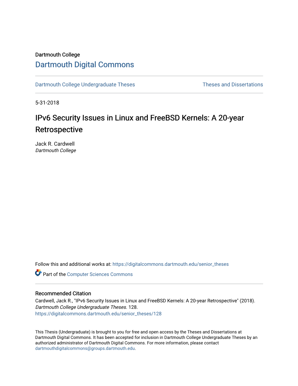 Ipv6 Security Issues in Linux and Freebsd Kernels: a 20-Year Retrospective