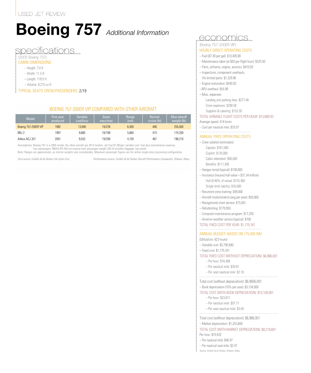 Boeing 757 Additiional Information