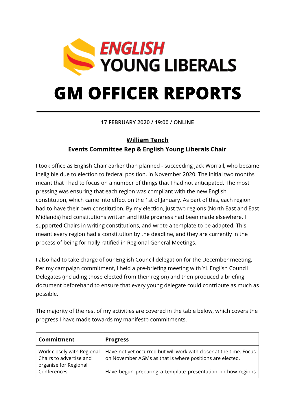 Gm Officer Reports