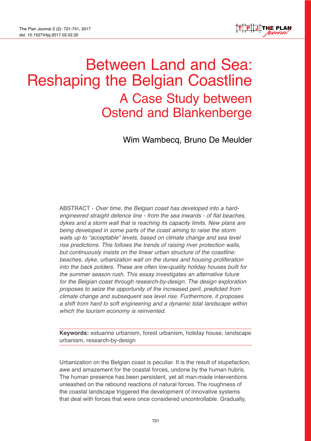 Between Land and Sea: Reshaping the Belgian Coastline a Case Study Between Ostend and Blankenberge