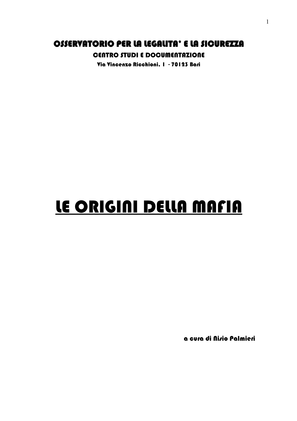 Le Origini Della Mafia