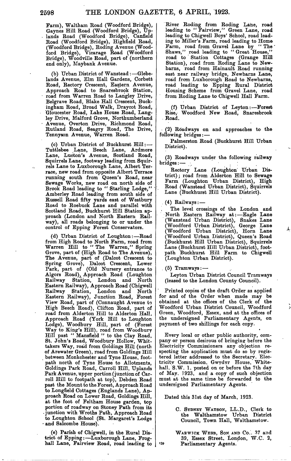 2598 the London Gazette, 6 April, 1923