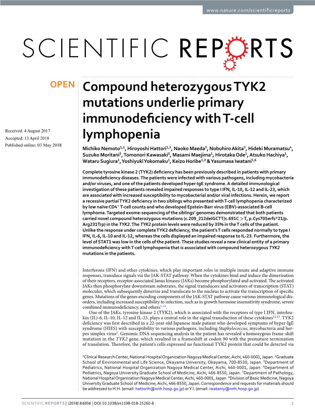 Compound Heterozygous TYK2 Mutations Underlie Primary