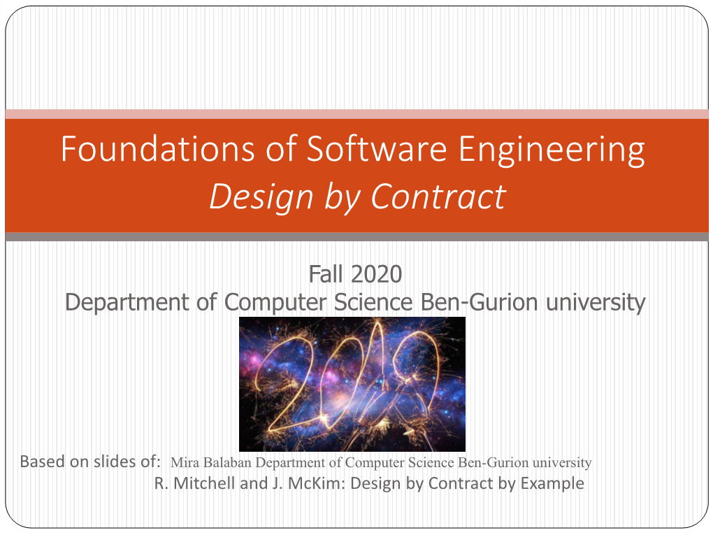 Foundations of Software Engineering Design by Contract