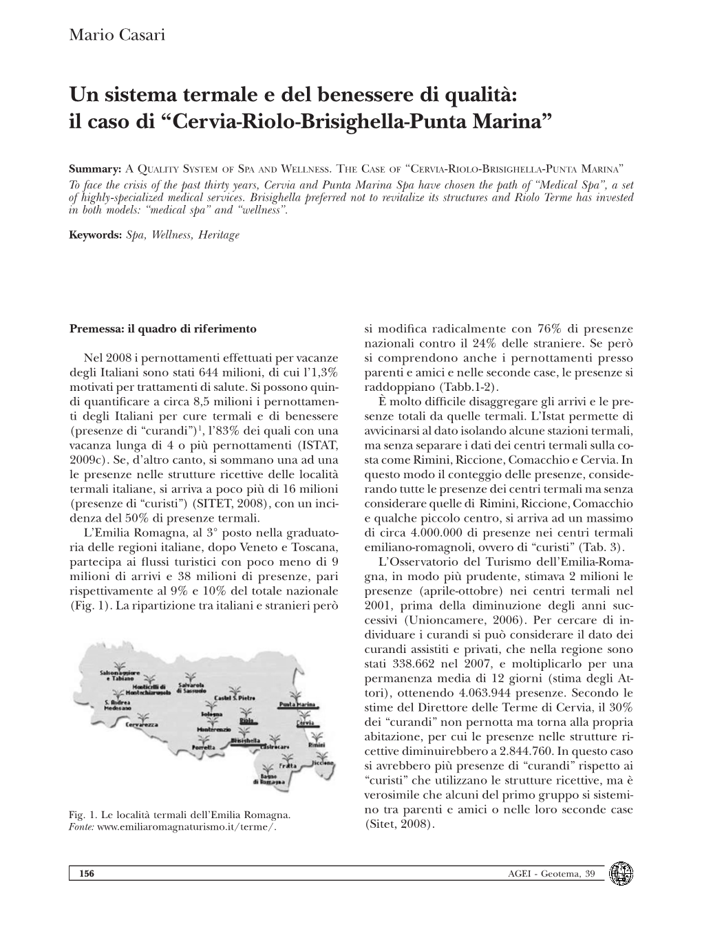 Un Sistema Termale E Del Benessere Di Qualità: Il Caso Di “Cervia-Riolo-Brisighella-Punta Marina”