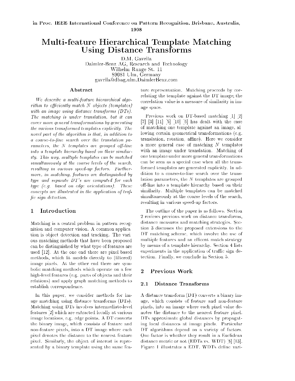 Multi-Feature Hierarchical Template Matching Using Distance Transforms