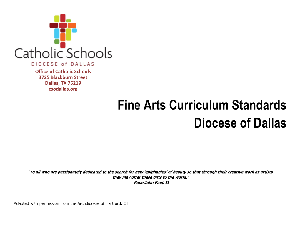 Fine Arts Curriculum Standards Diocese of Dallas