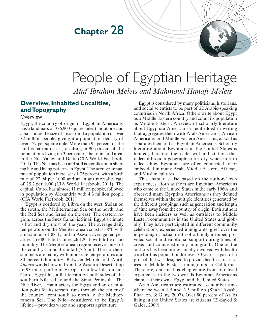 People of Egyptian Heritage Afaf Ibrahim Meleis and Mahmoud Hanafi Meleis