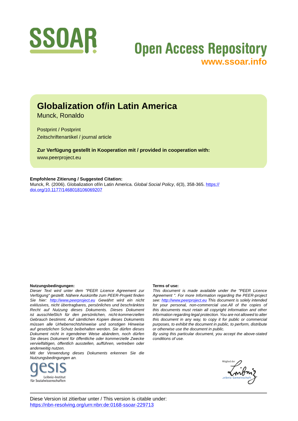 Globalization Of/In Latin America