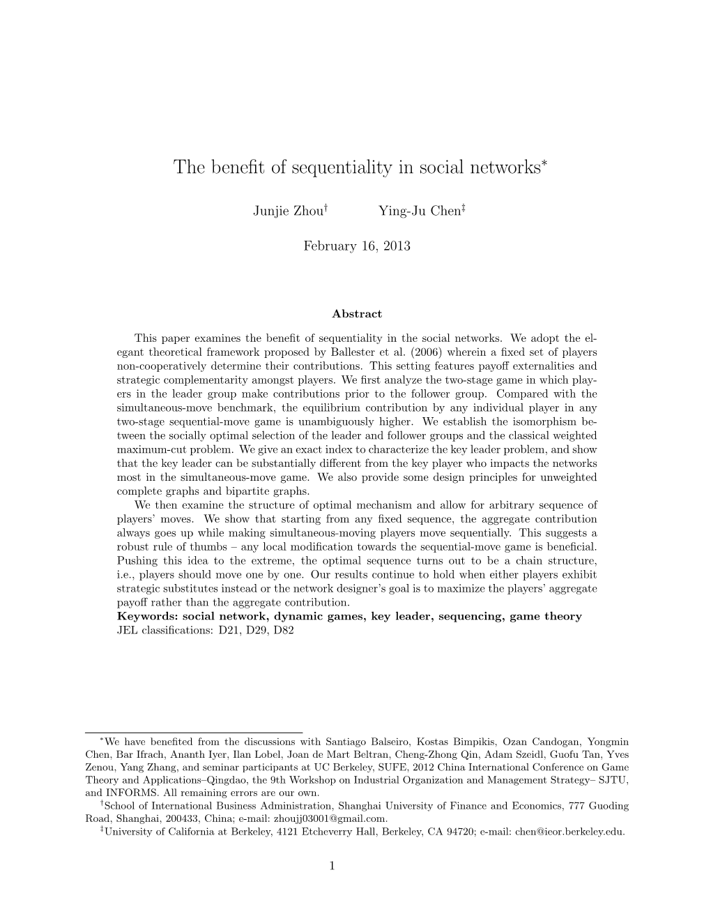 The Benefit of Sequentiality in Social Networks