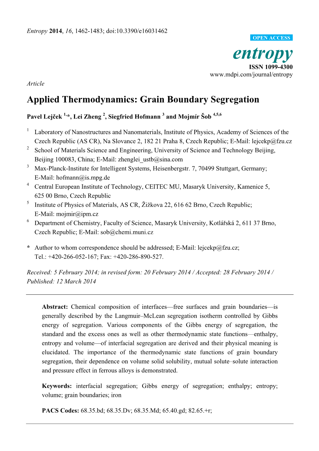 Grain Boundary Segregation