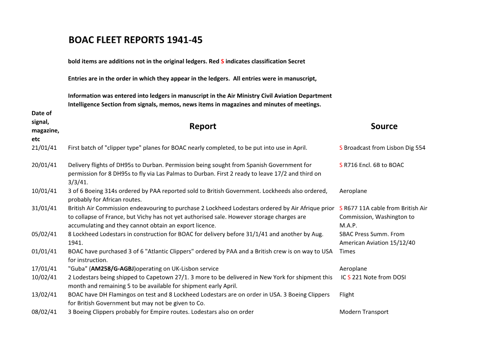 Boac Fleet Reports 1941-45