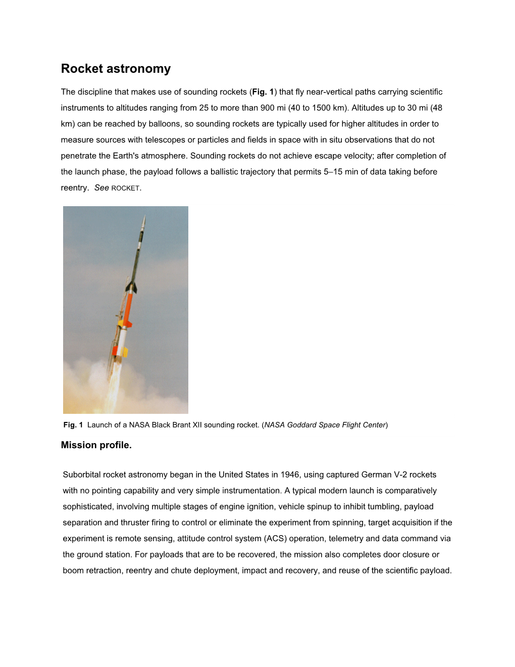 Rocket Astronomy
