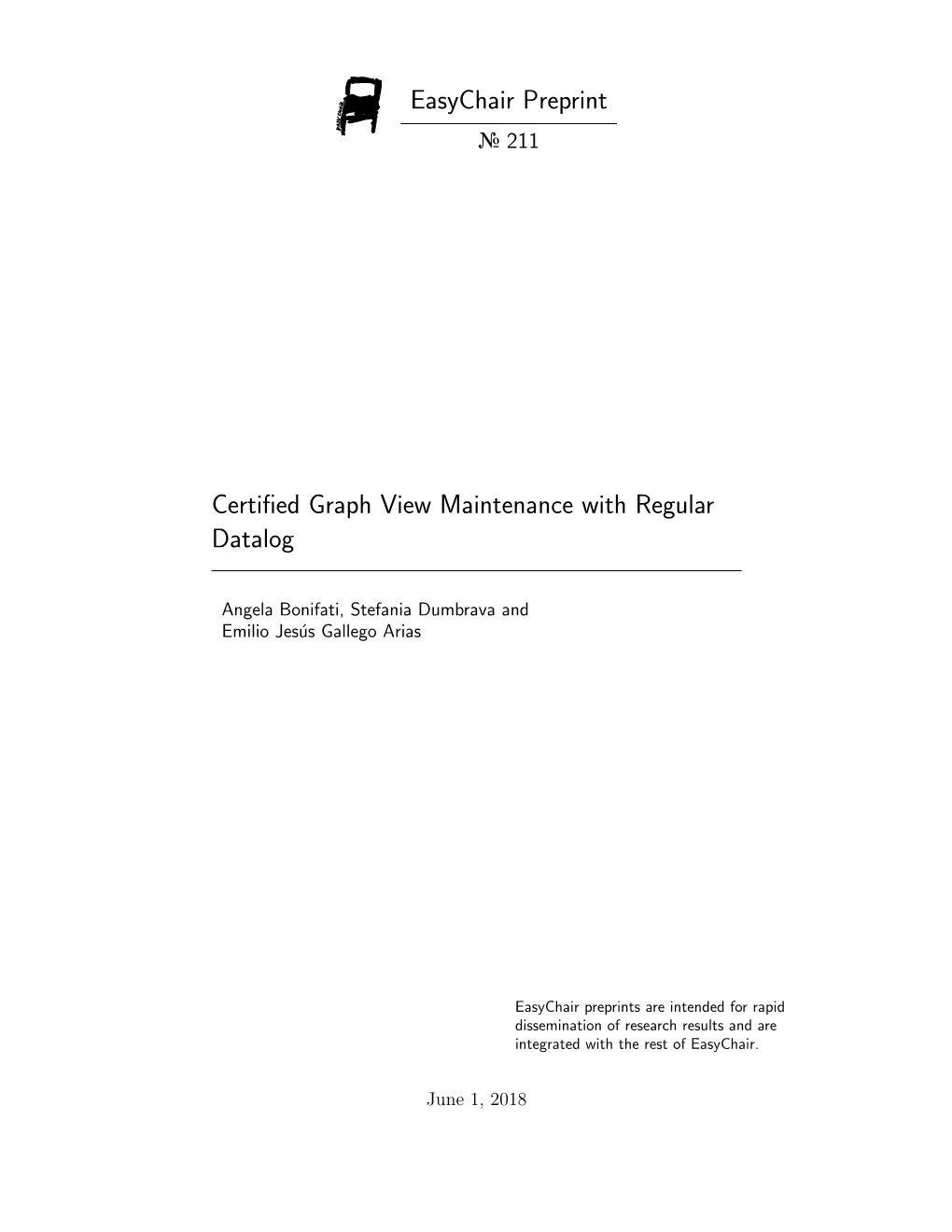 Easychair Preprint Certified Graph View Maintenance with Regular