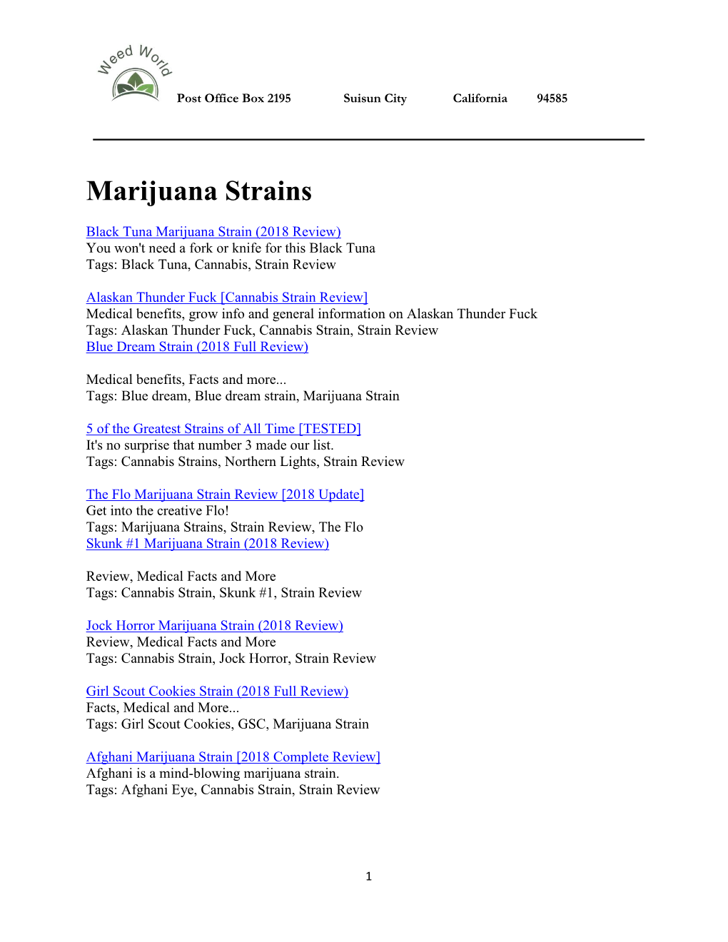 Marijuana Strains