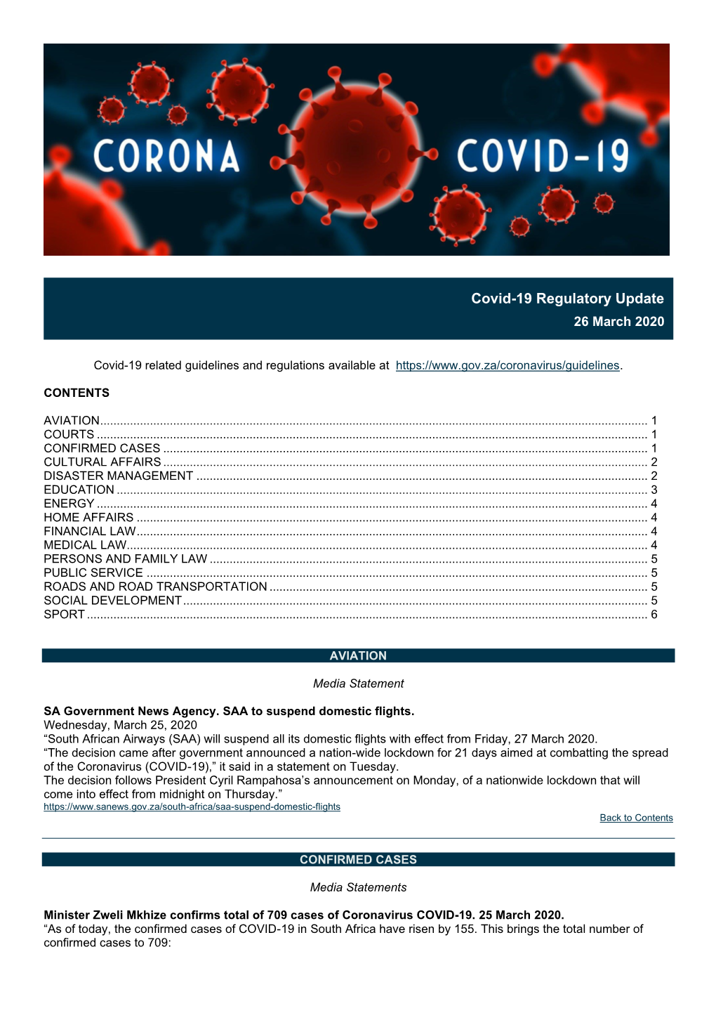 Covid-19 Regulatory Update 26Mar2020