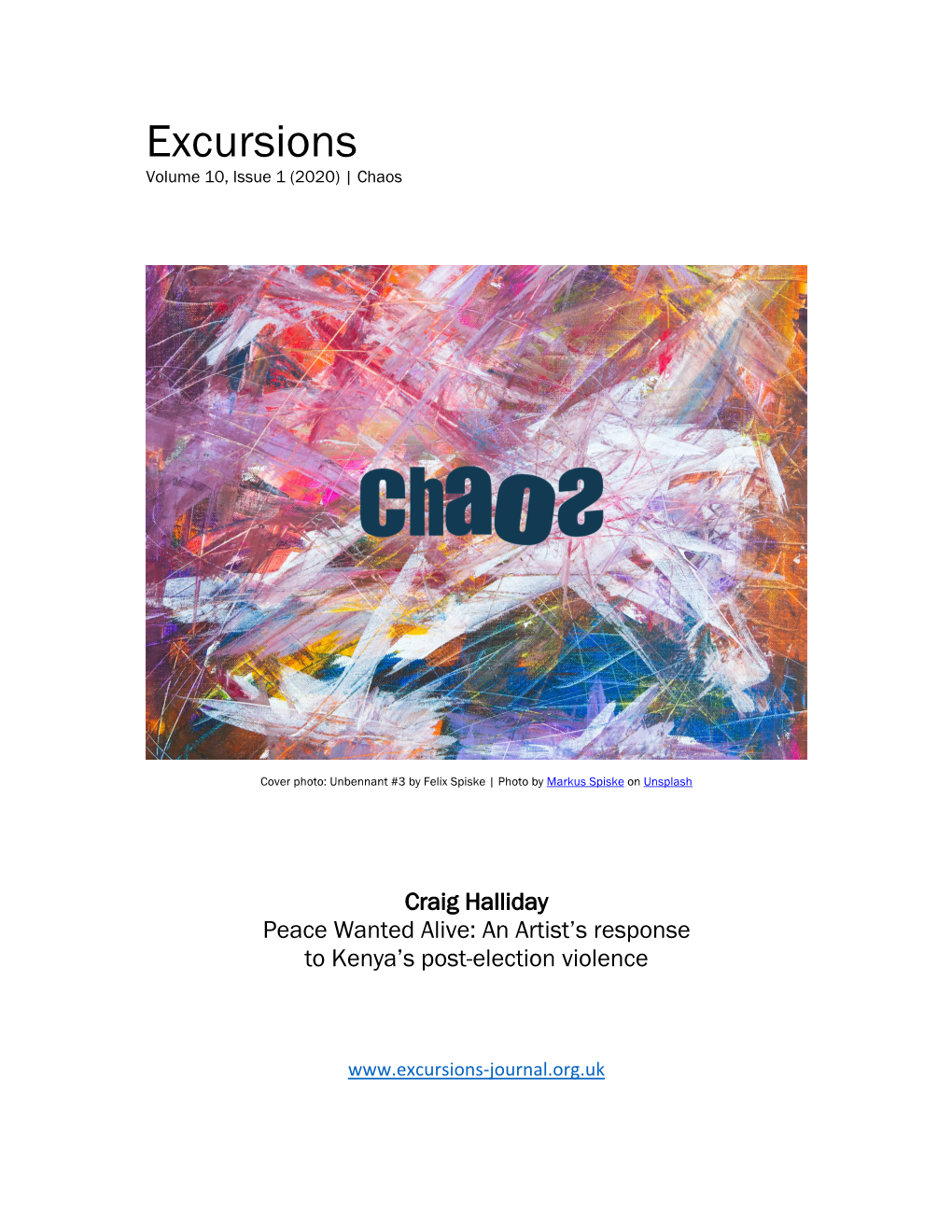 Excursions Volume 10, Issue 1 (2020) | Chaos