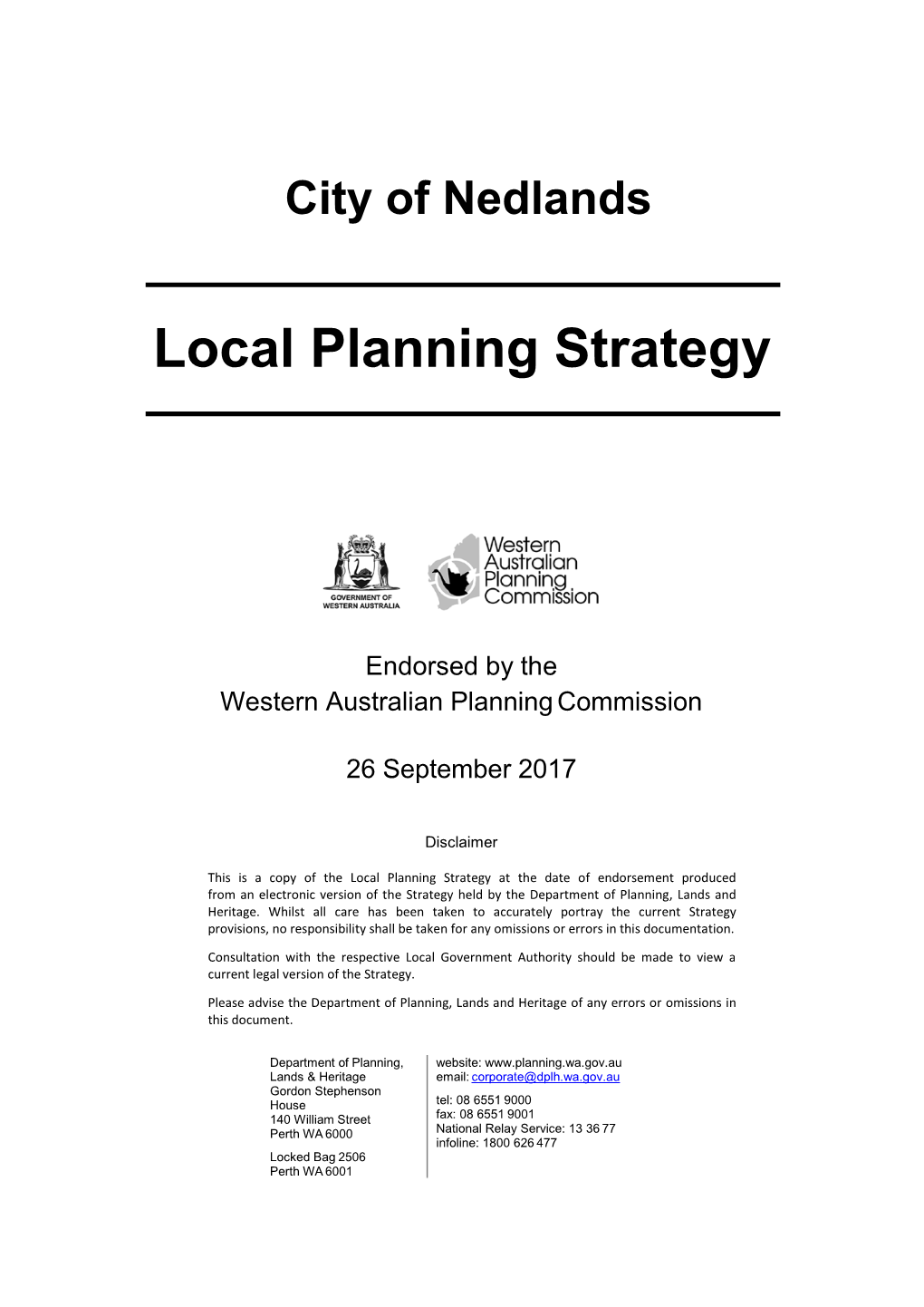 City of Nedlands Local Planning Strategy