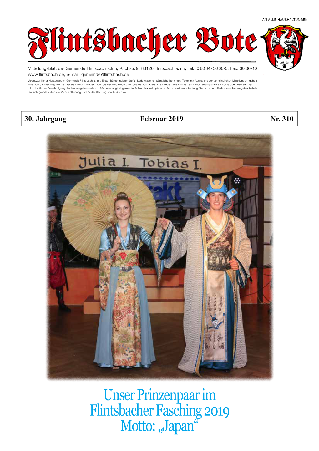 Unser Prinzenpaar Im Flintsbacher Fasching 2019 Motto: „Japan“