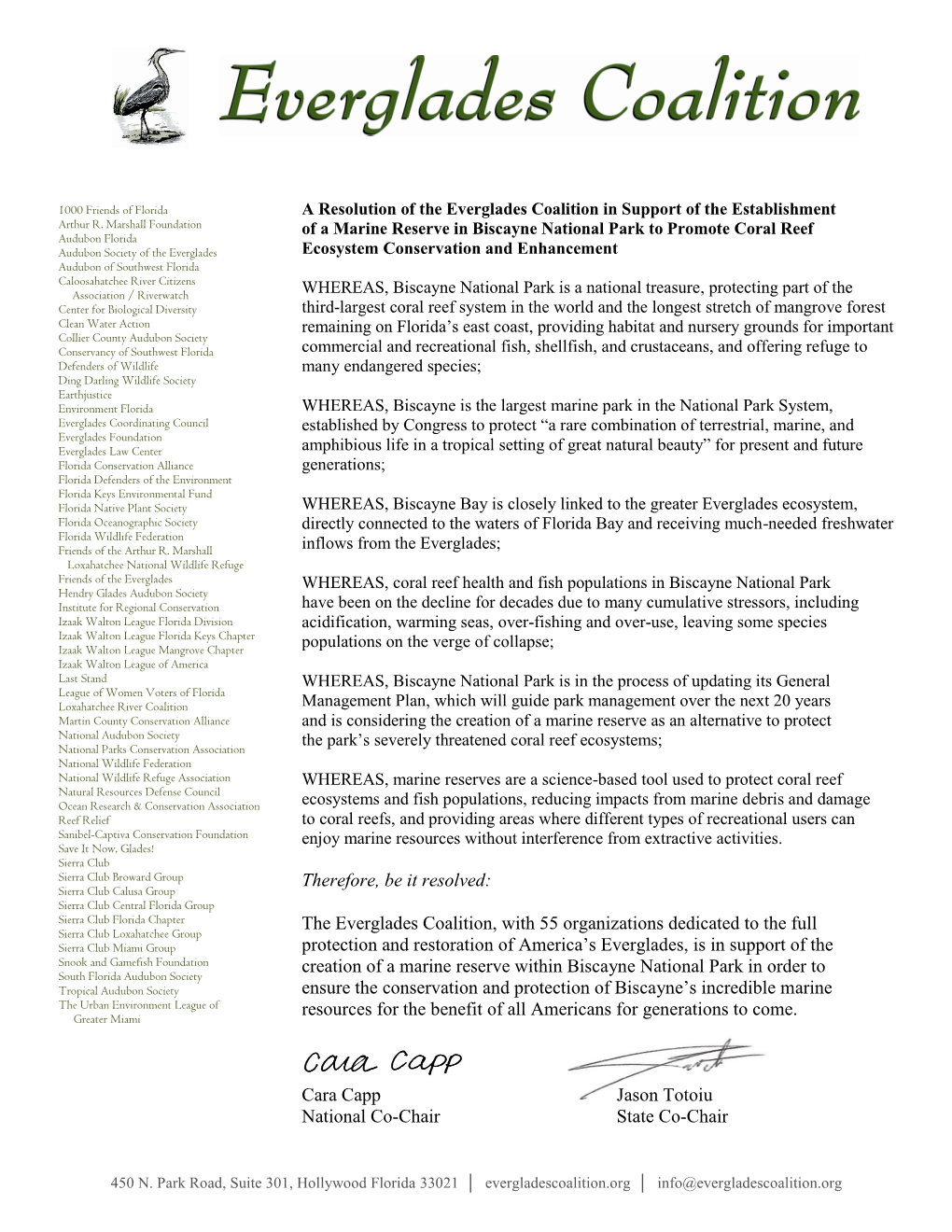 The Everglades Coalition, with 55 Organizations Dedicated To