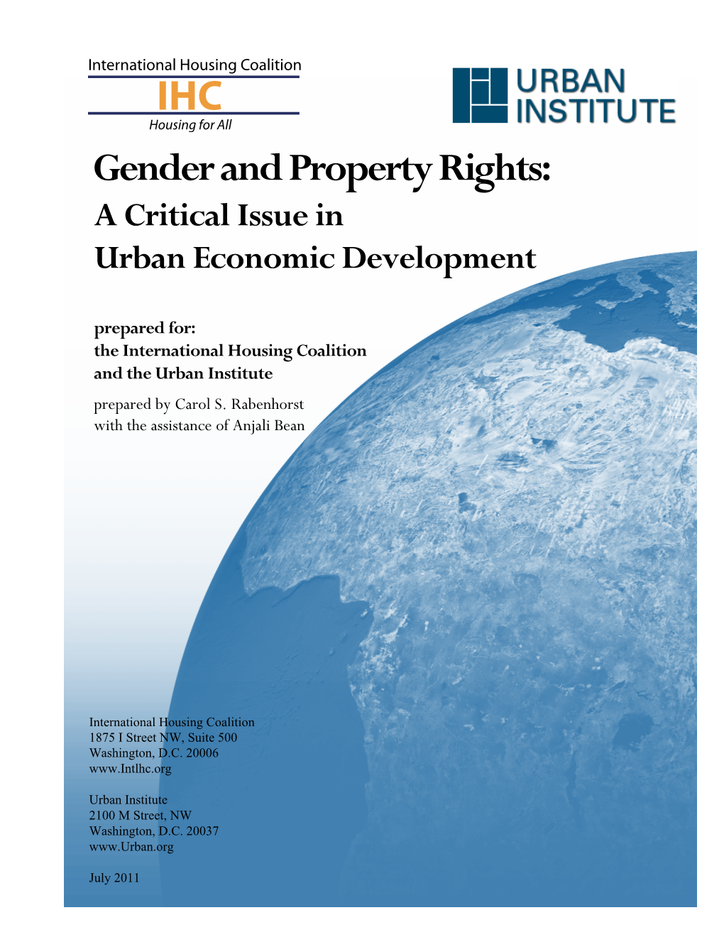 Gender and Property Rights: a Critical Issue in Urban Economic Development