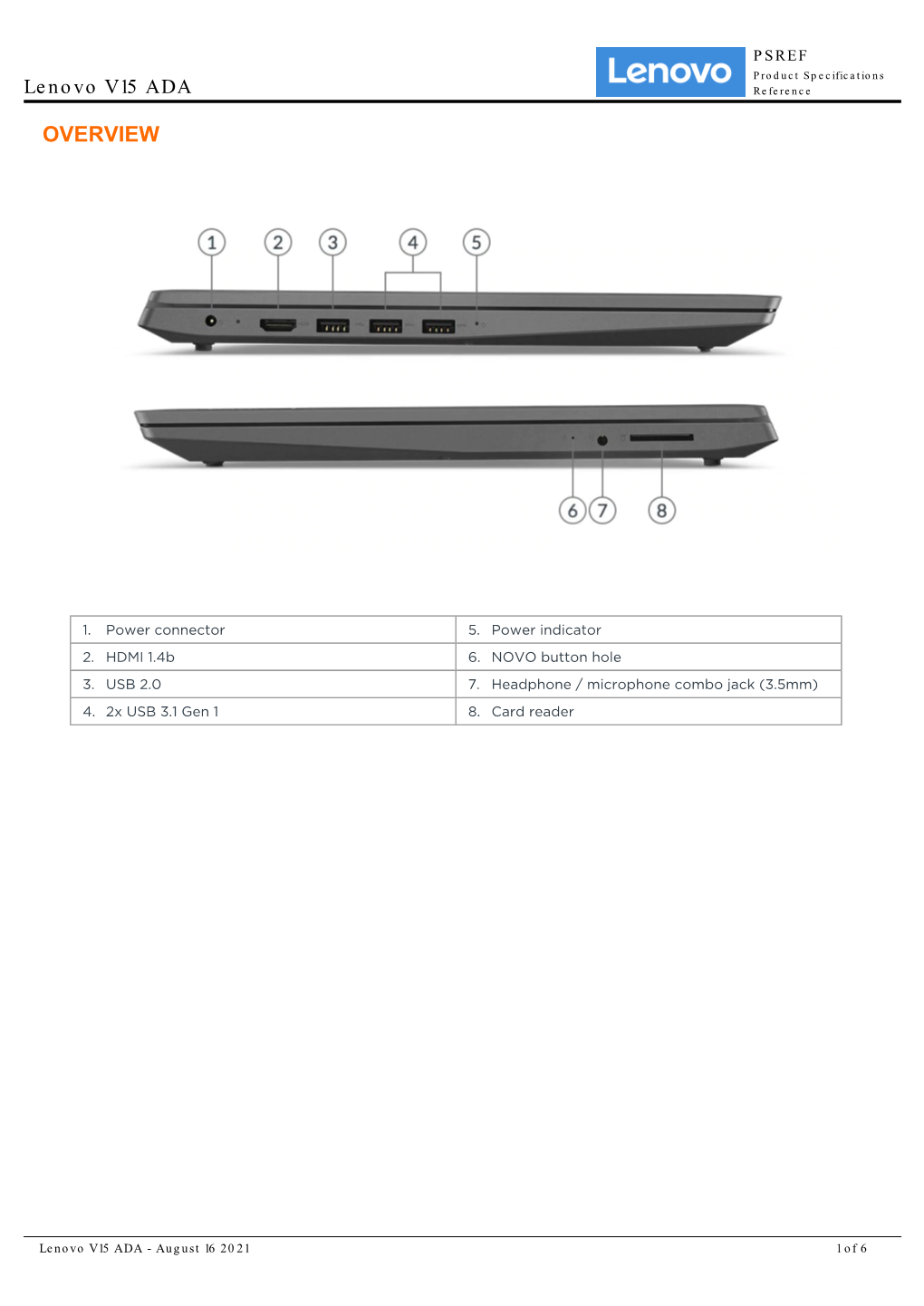 Lenovo V15 ADA Reference