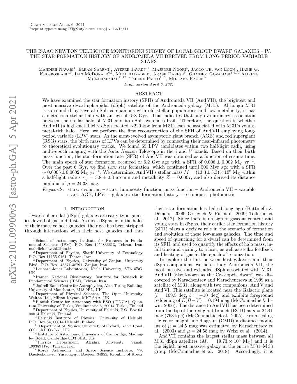 Arxiv:2101.09900V3 [Astro-Ph.GA] 5 Apr 2021