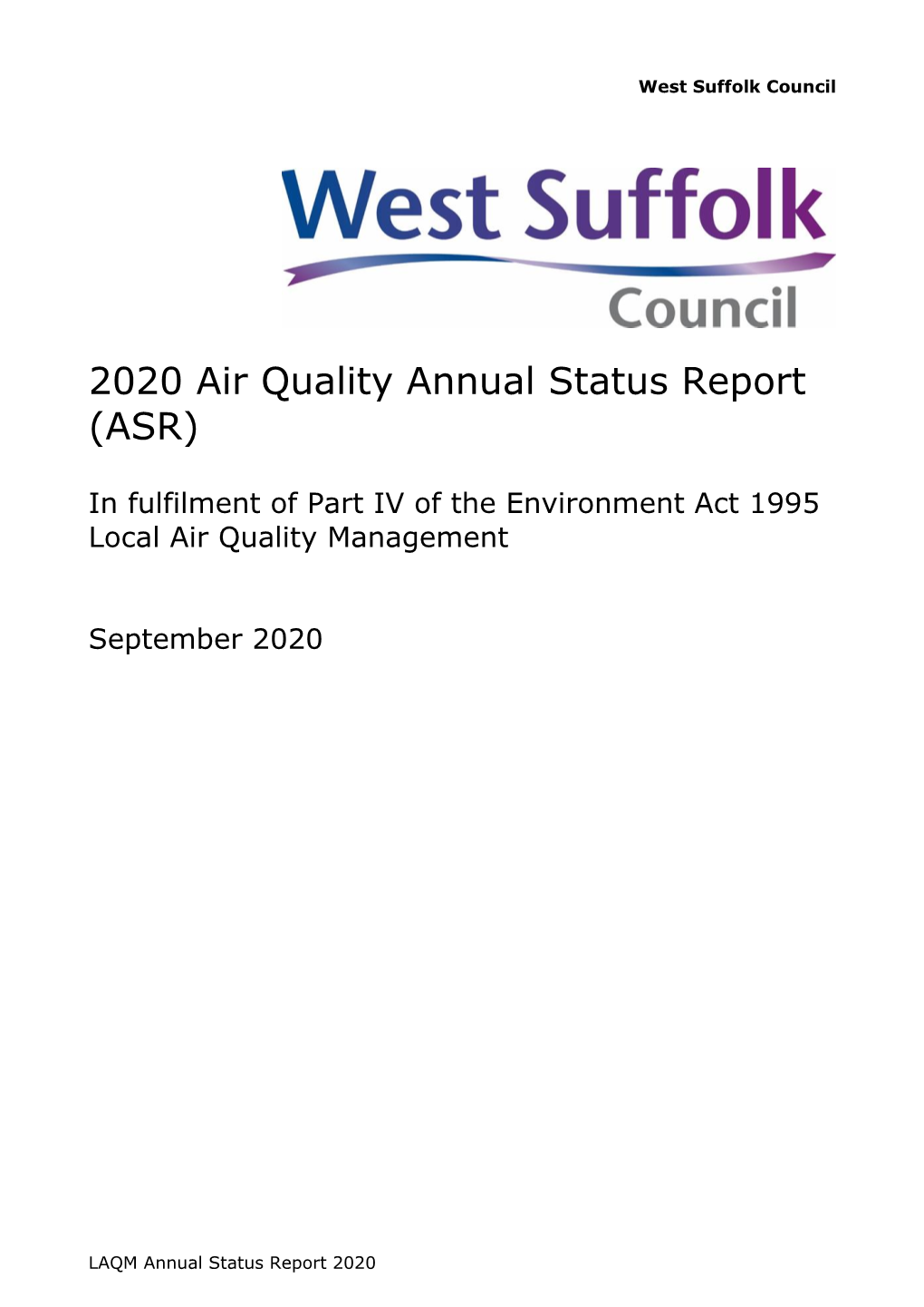 2020 Air Quality Annual Status Report (ASR)