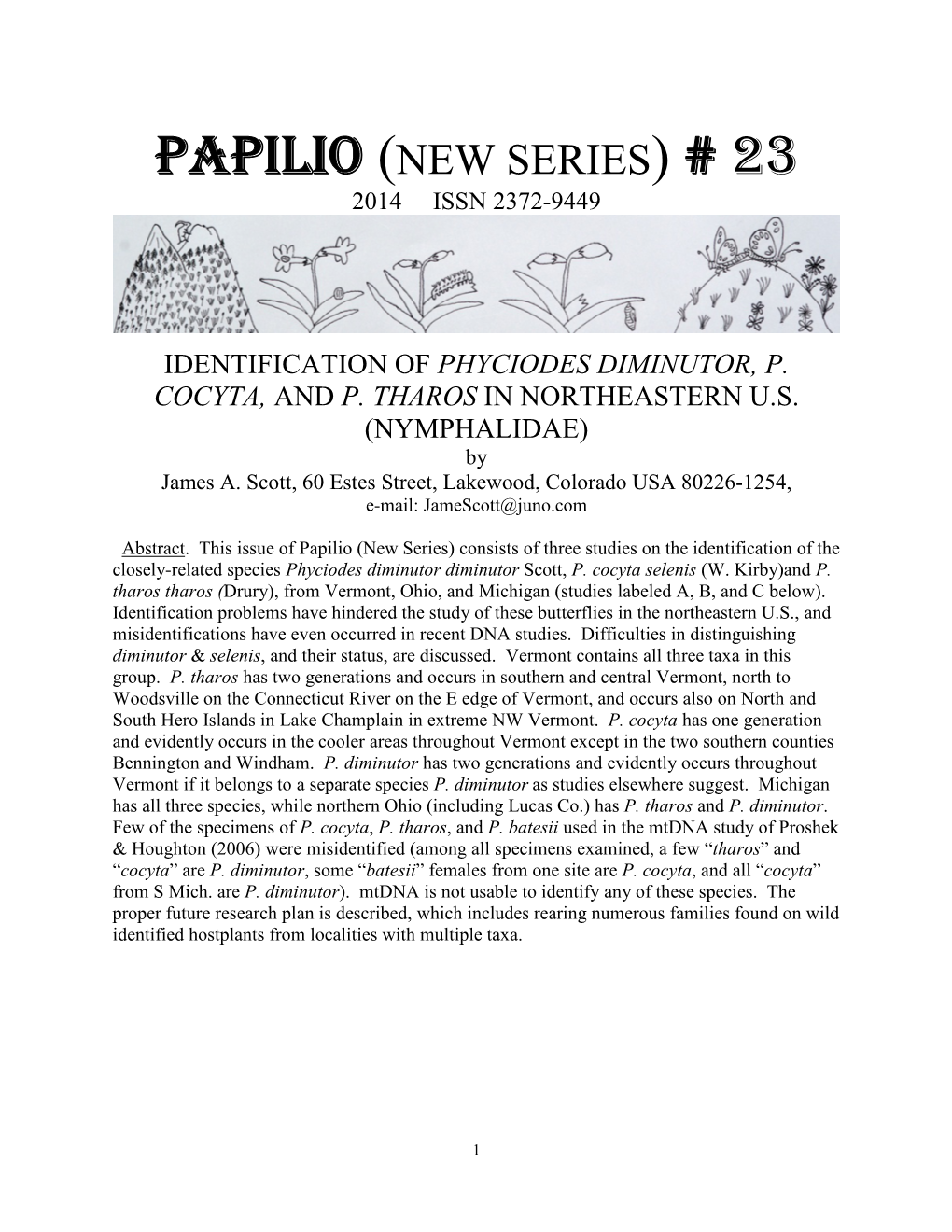 Papilio (New Series) # 23 2014 Issn 2372-9449