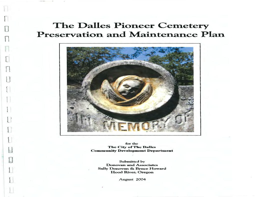 I I the Dalles Pioneer Cemetery Preservation