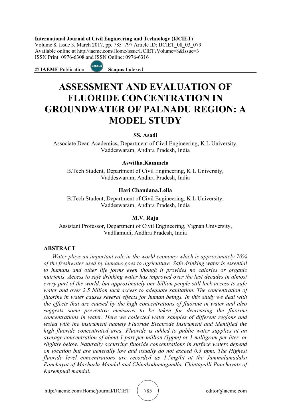 Assessment and Evaluation of Fluoride Concentration in Groundwater of Palnadu Region: a Model Study