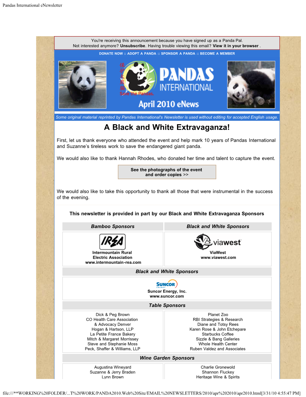 Pandas International Enewsletter