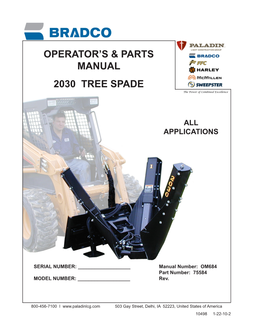 Operator's & Parts Manual 2030 Tree Spade