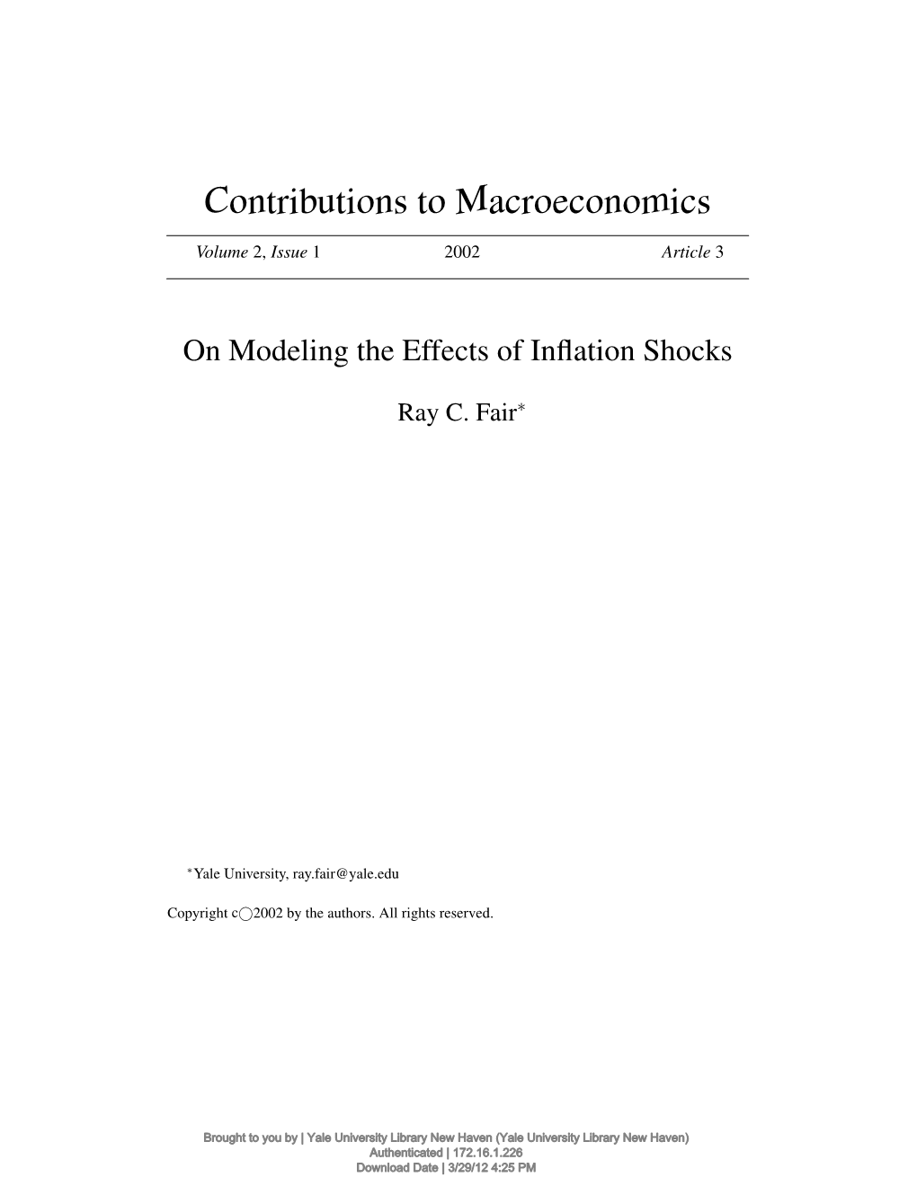 On Modeling the Effects of Inflation Shocks