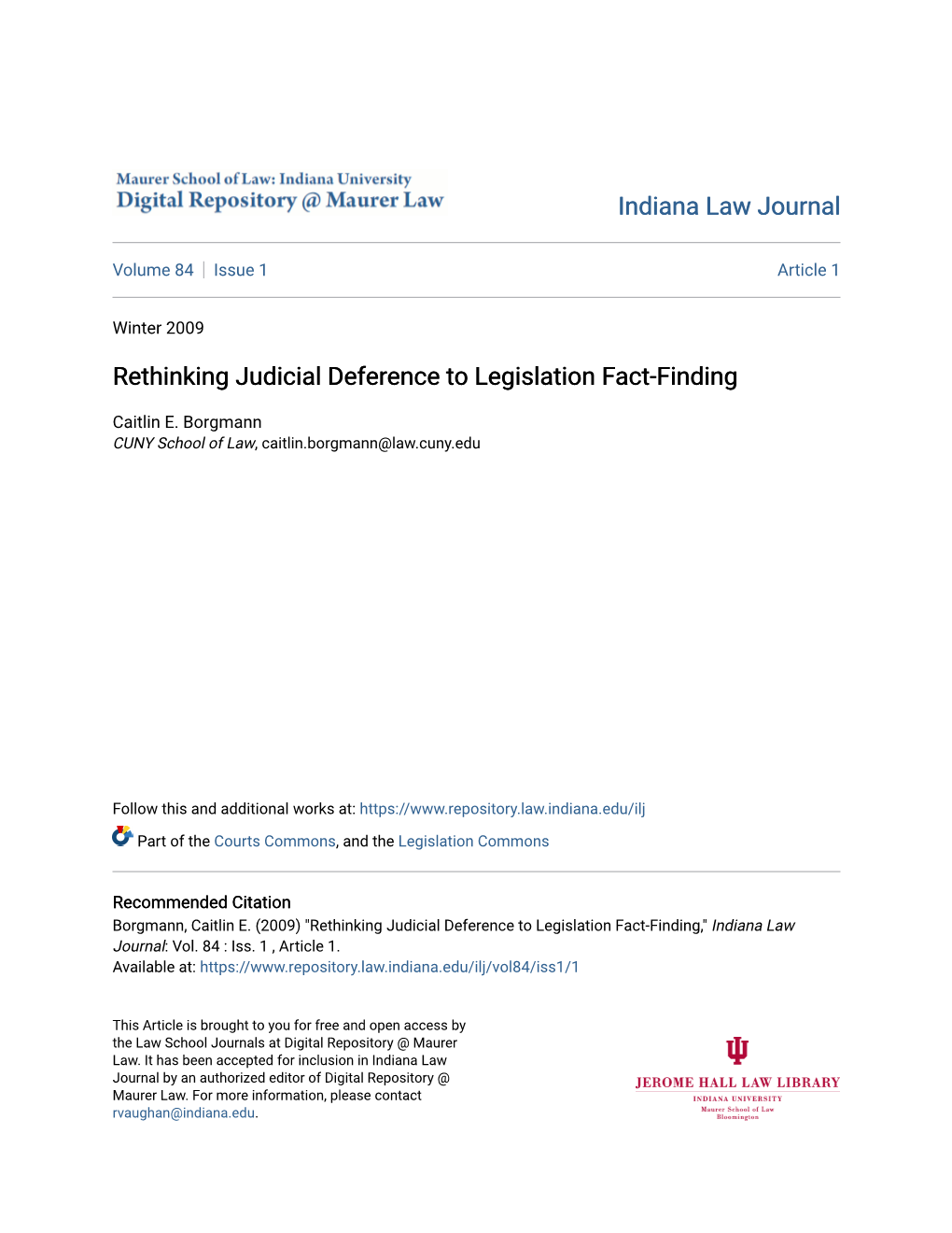 Rethinking Judicial Deference to Legislation Fact-Finding