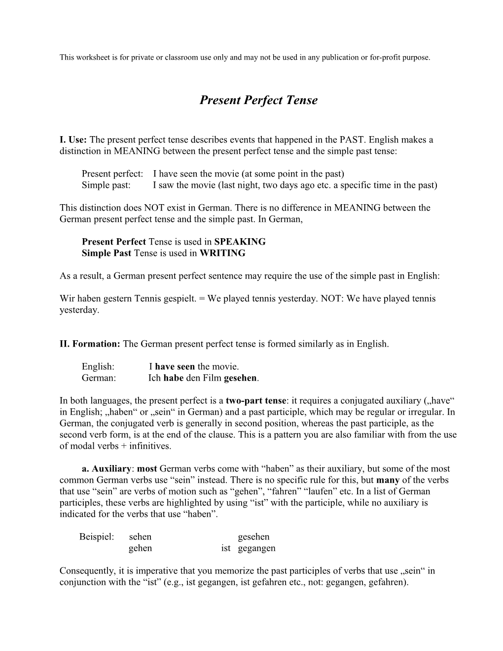 Present Perfect Tense