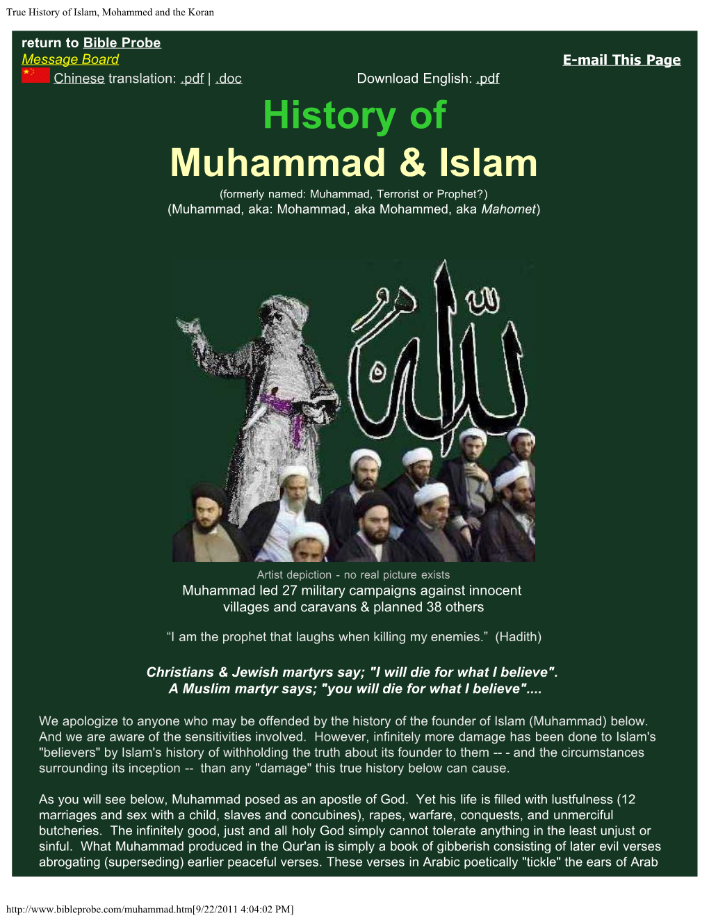 True History of Islam, Mohammed and the Koran