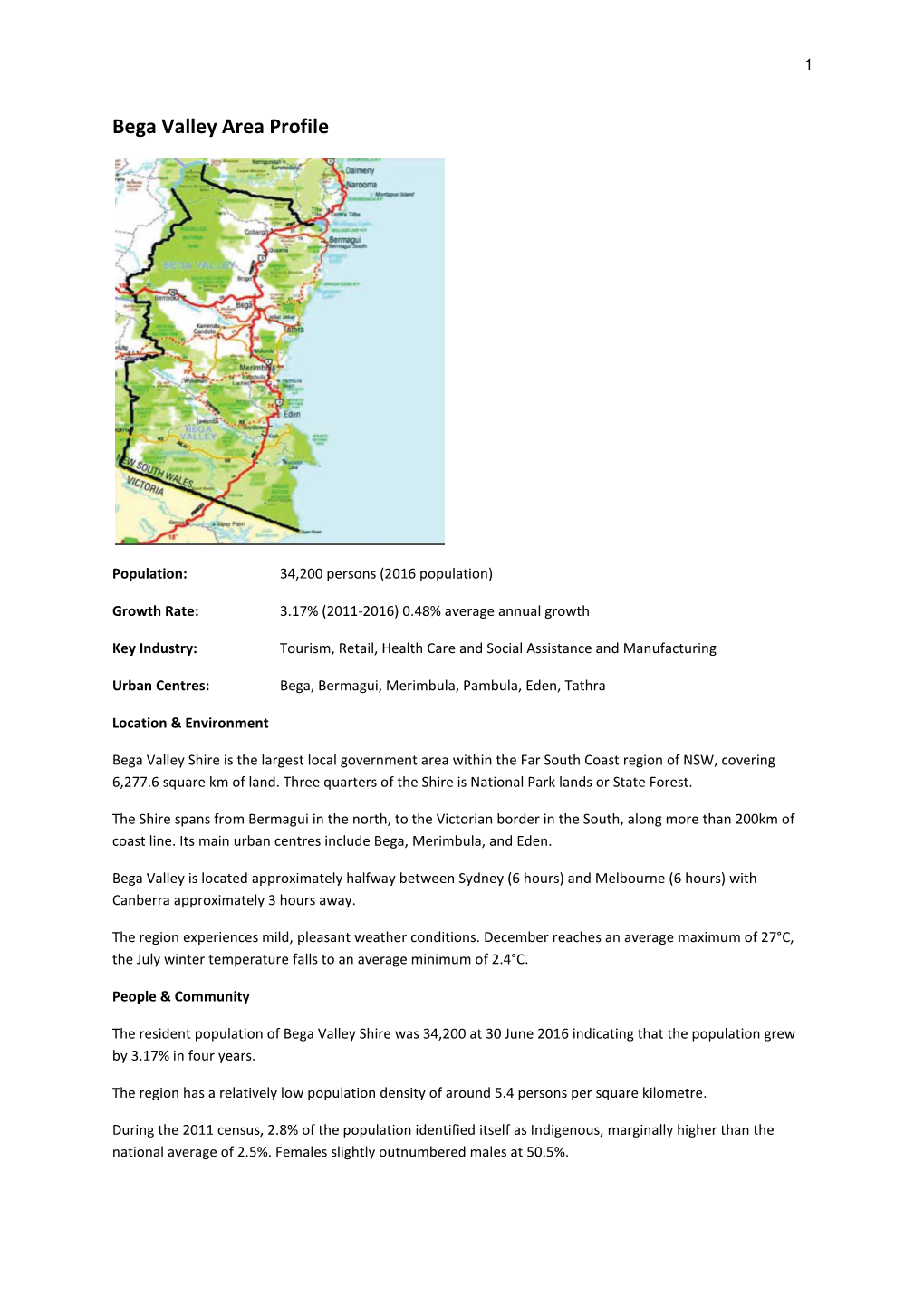 Bega Valley Area Profile