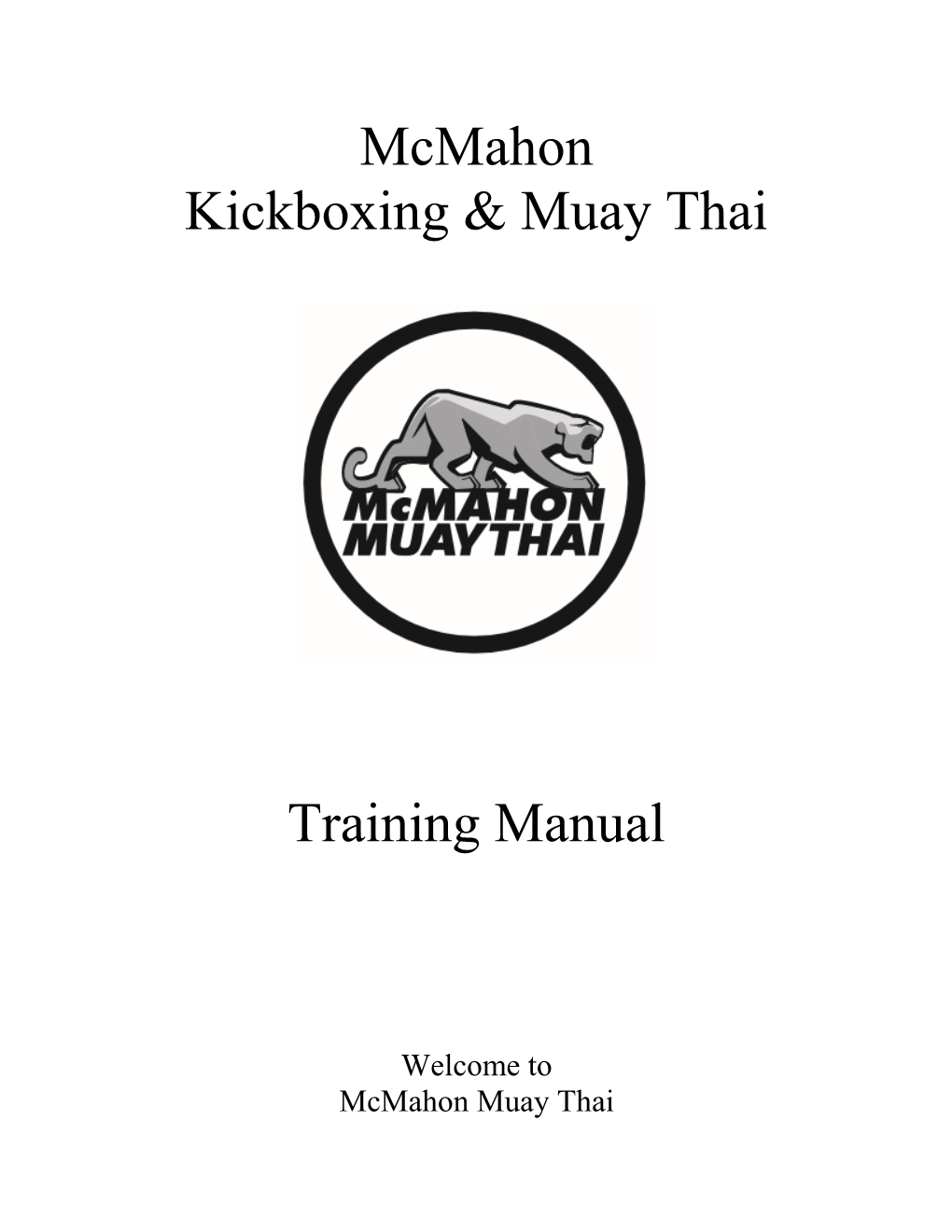 Mcmahon Kickboxing & Muay Thai Training Manual