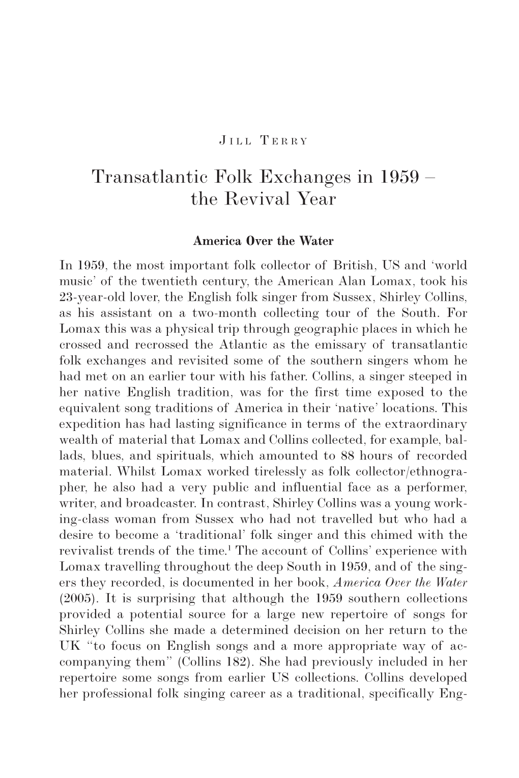 Transatlantic Folk Exchanges in 1959 – the Revival Year