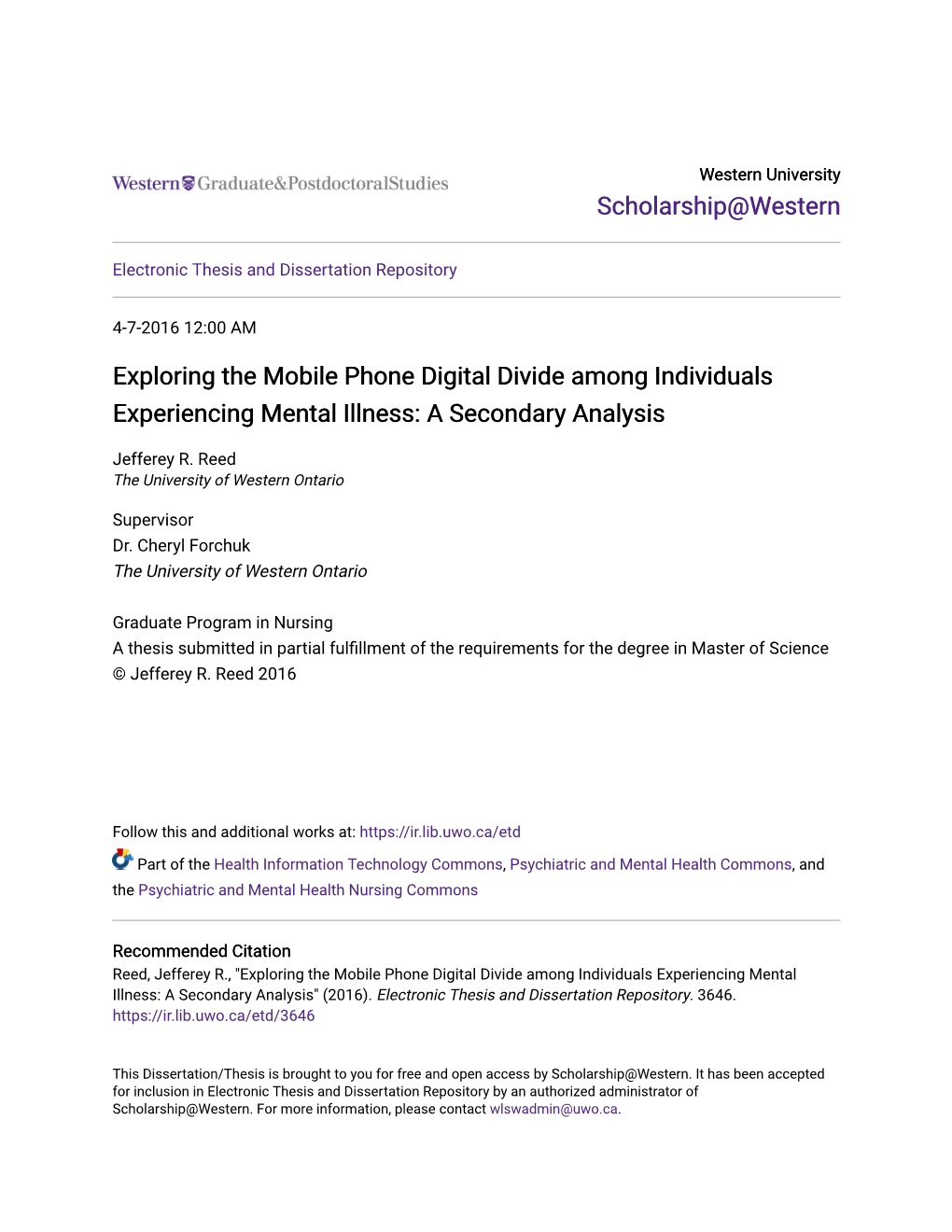 Exploring the Mobile Phone Digital Divide Among Individuals Experiencing Mental Illness: a Secondary Analysis