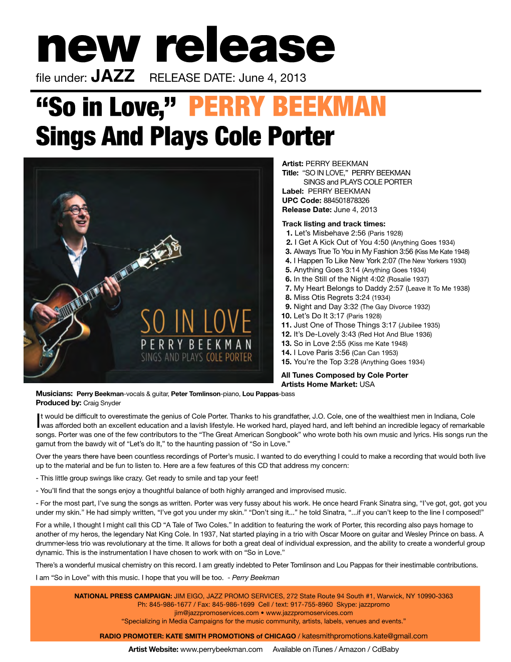 “So in Love,” Perry Beekman Sings and Plays Cole Porter