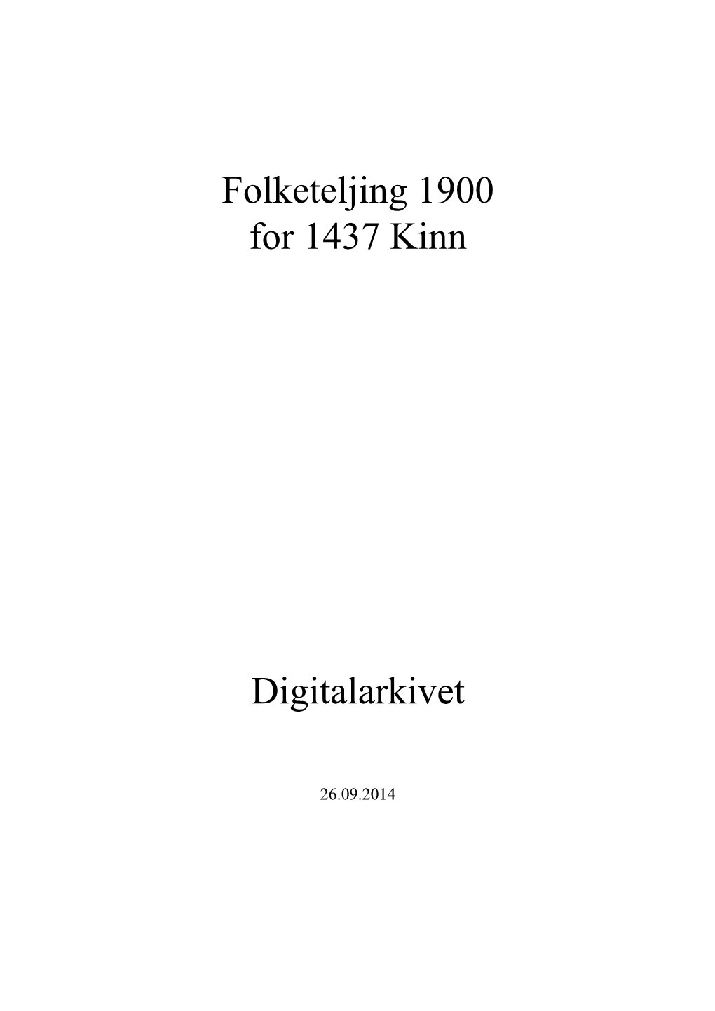 Folketeljing 1900 for 1437 Kinn Digitalarkivet