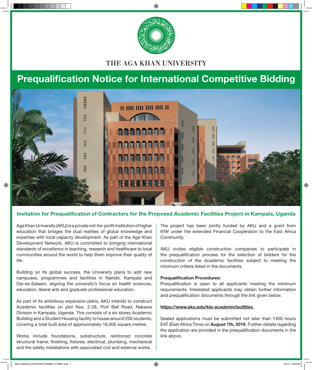 Prequalification Notice for International Competitive Bidding