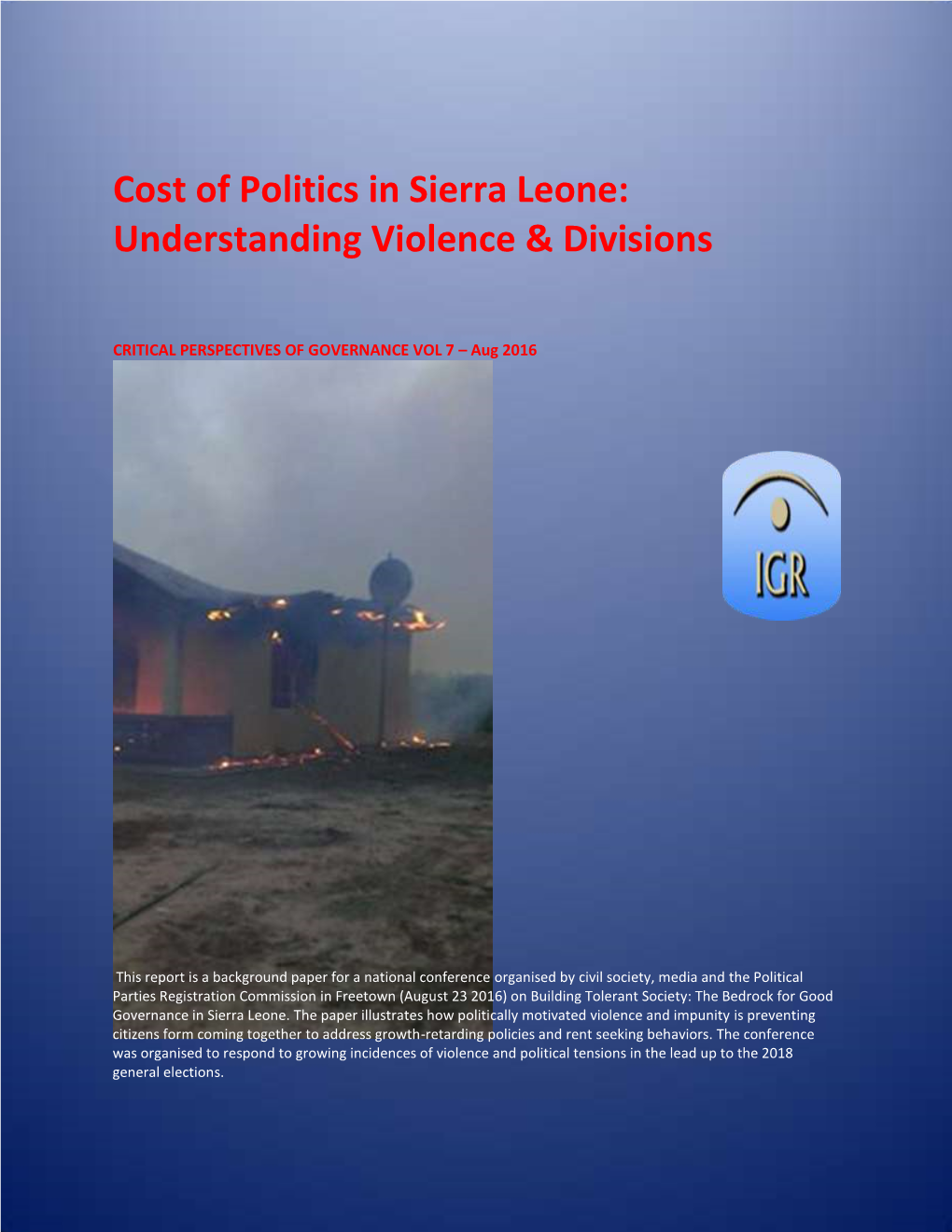 Cost of Politics Vol 1 – Violence(1)