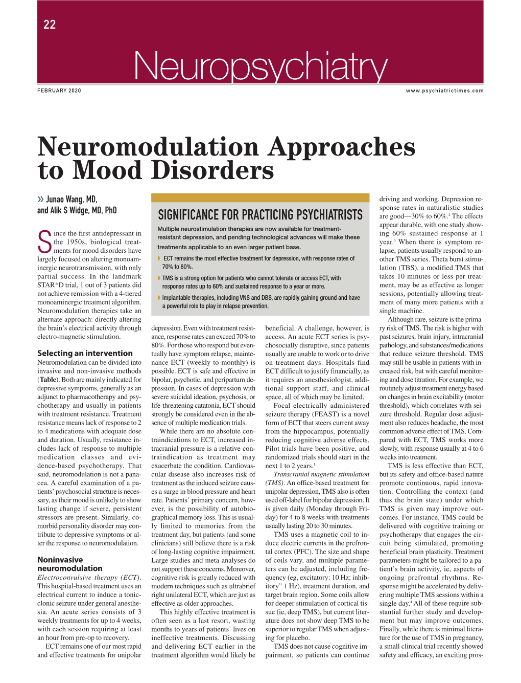 Neuromodulation Approaches to Mood Disorders » Junao Wang, MD, Driving and Working