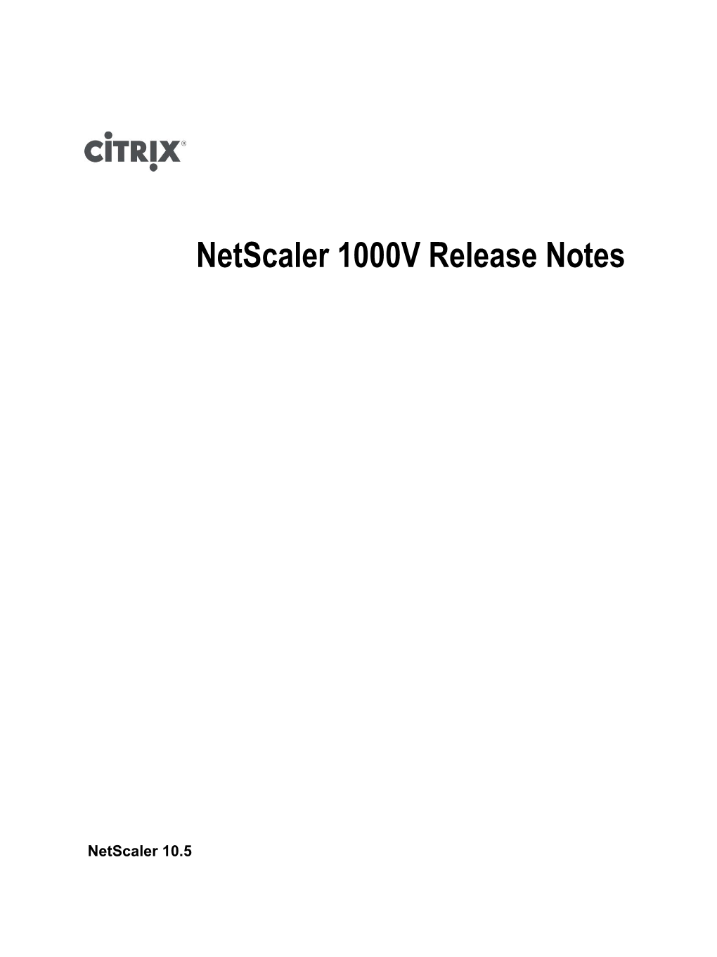 Netscaler 1000V Release Notes